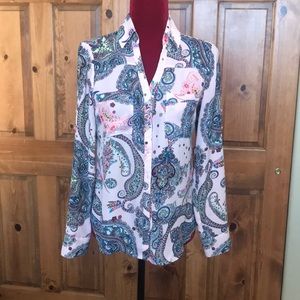 Express pink paisley pattern blouse